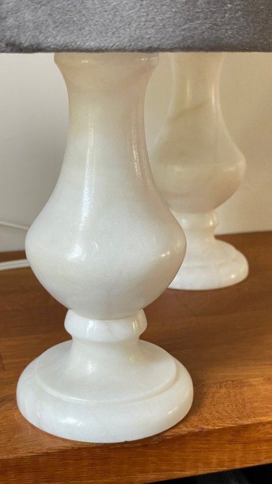 Image 1 of Coppia di lampade d'epoca in pietra di alabastro