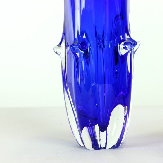 Image 1 of Cobalt Blue Art Glass Set By Jaroslav Taraba For Lednické Rovne, Czechoslovakia, 1960s