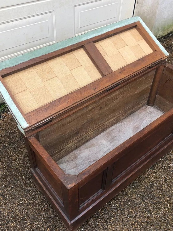 Image 1 of Antique wooden and tapestry chest