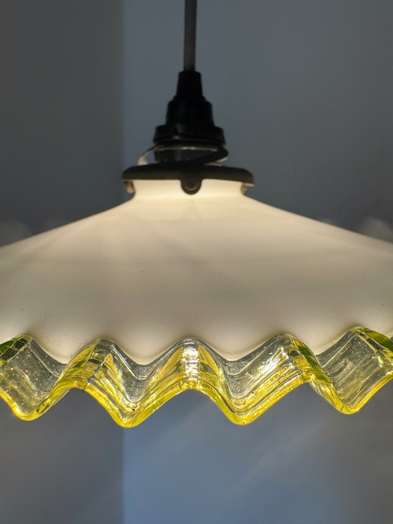 Image 1 of Antique opaline ouraline galette chandelier