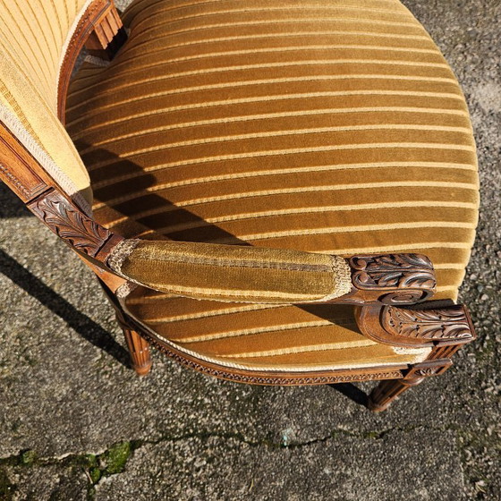 Image 1 of Zwei französische antike Sessel – Massivholz-Loungesessel – Stil Claude Sené – Louis XVI. – Ende des 20. Jahrhunderts