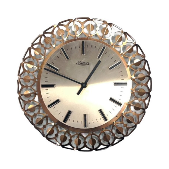 Image 1 of Richter wall clock, brass, openwork, West Germany, 1960s.