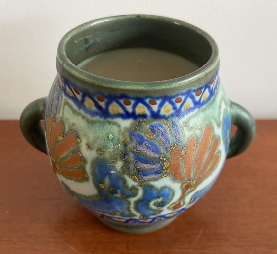 Image 1 of Pottery Factory South Holland - Pottery vase decorated with Crocus