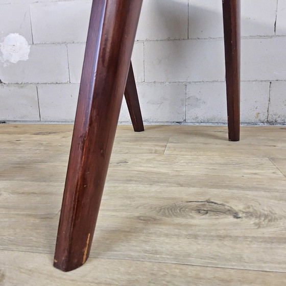 Image 1 of Vintage naaikastje van teakhout  / bijzettafel met klep 60s / naaitafeltje mid century 