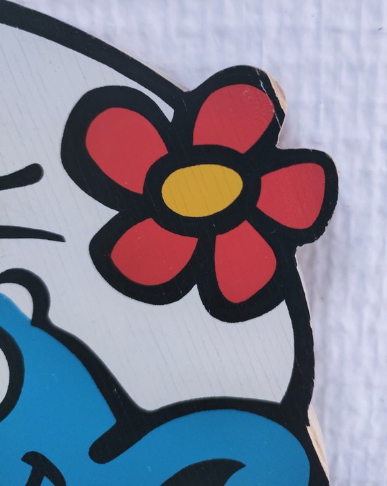 Image 1 of Garderobenständer Schlumpf aus bemaltem Holz 70-80er Jahre