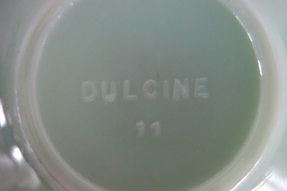 Image 1 of 10 almond green opaline cups and saucers from the 50s