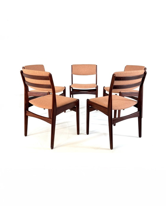 Image 1 of Ensemble de 5 chaises de salle à manger vintage restaurées Hans Olsen '60