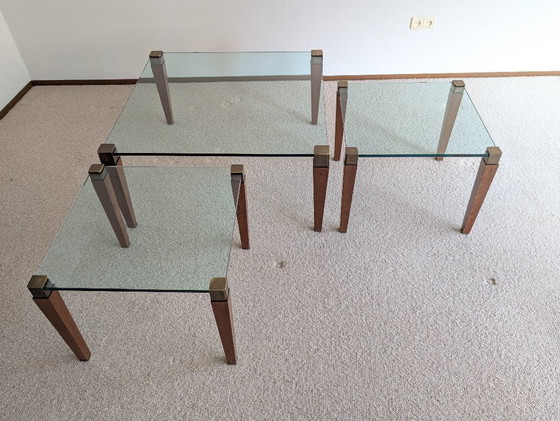 Image 1 of Mesa auxiliar de cristal Ghyczy T56 (1 de un juego de 3)