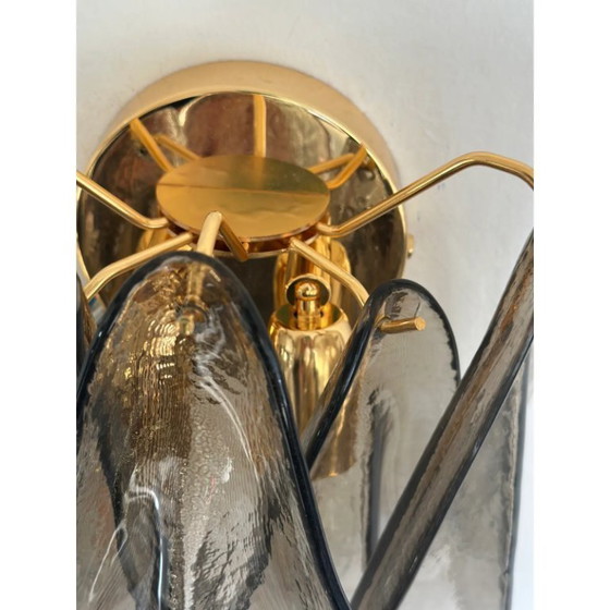 Image 1 of Modern Art Glass “Rondini” Wall Sconces in Smoked Fumè Murano Style