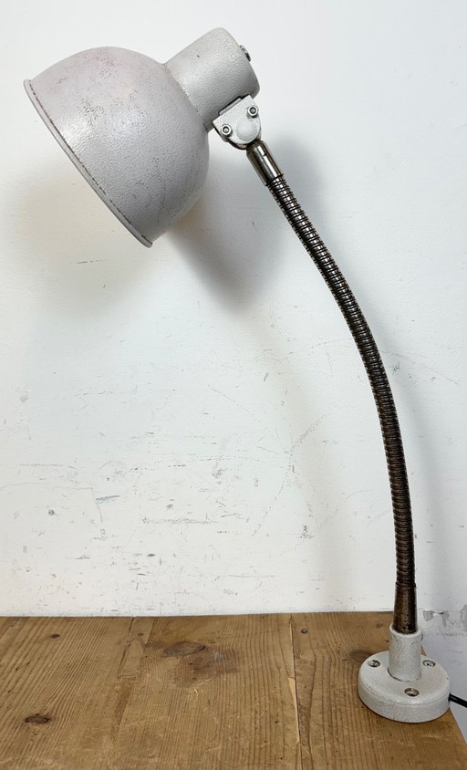 Grey Industrial Workshop Gooseneck Table Lamp, 1960s