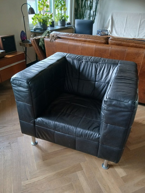 Image 1 of Vintage Leather Cube Armchair in Wittmann Style