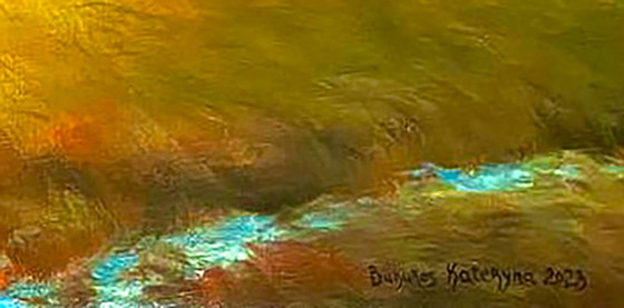 Original Oil Painting River Nature Sunset Evening Landscape – Paintings & Drawings, Canvas (photo 6 of 8)
