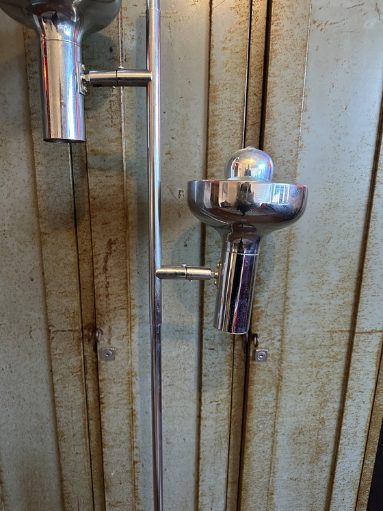 Image 1 of Space Age chrome floor lamp – 70s design, 161 cm high, large adjustable spotlights