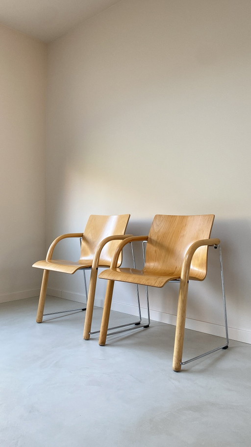 Twee Houten Thonet Stoelen – eetkamerstoelen, Wood, Vintage
