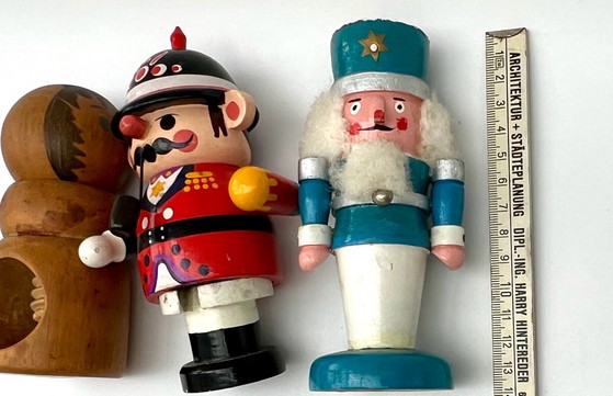 Decorazioni natalizie vintage in legno, Addobbi per albero, Omino che fuma e Schiaccianoci, Oggetti decorativi (foto 6 di 15)