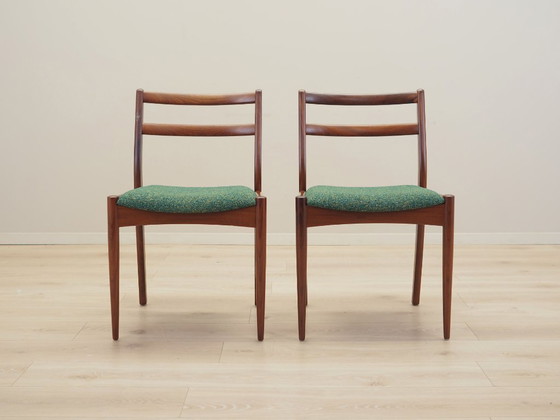 Image 1 of Set van twee teakhouten stoelen, Deens ontwerp, jaren 1970, productie: Denemarken