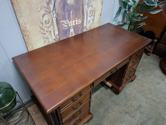 Image 1 of Escritorio clásico de doble cara, mesa de escritura para pareja, estilo Imperio, dimensiones: 150x75cm y 78cm de alto.