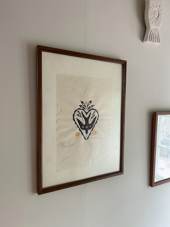 Image 1 of Handmade Artwork | Swallow with Gold | Boho A4