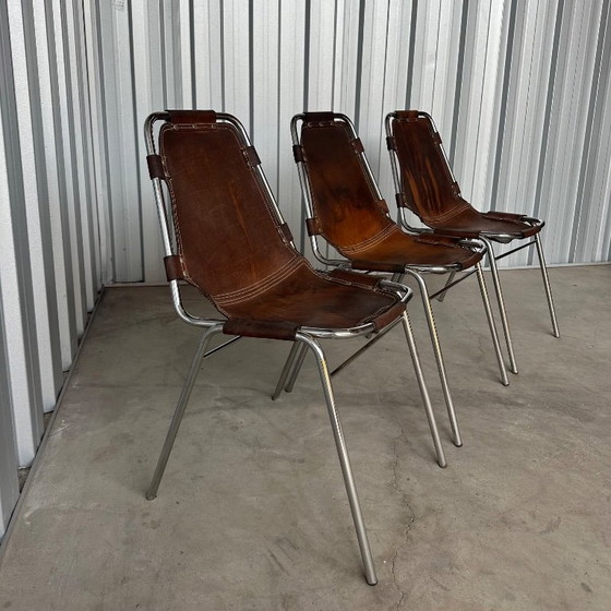 Image 1 of Set van 3 vintage Les Arcs stoelen - Charlotte Perriand