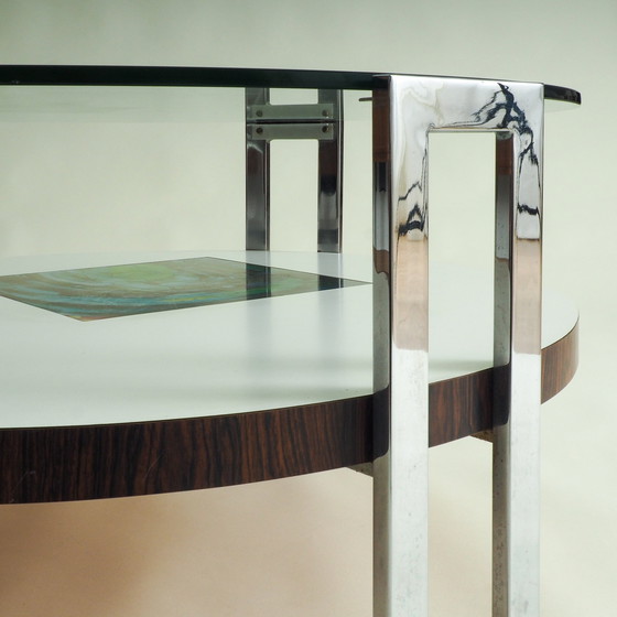 Image 1 of Tavolino rotondo in vetro e cromo dell'era spaziale