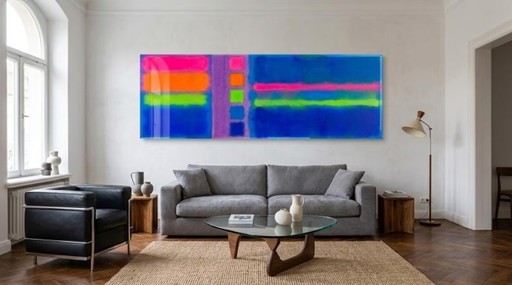 Hyper Moderne Neon-Farbfeldmalerei – Exklusive Luxus-Edition | Acrylglas | Größen 260 × 90 cm I I