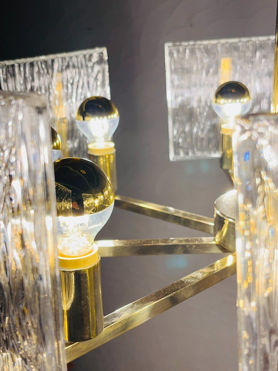 Image 1 of Vintage messing ijsglas kroonluchter