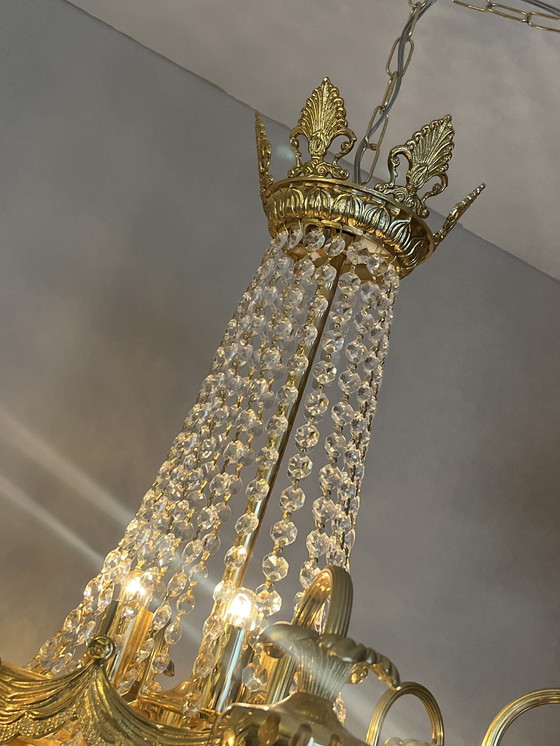 Image 1 of Grande lampadario in cristallo SWAROVSKI foglia oro