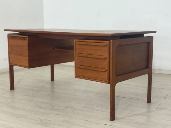 Image 1 of Danish teak desk freestanding office desk Henning Kjaernulf