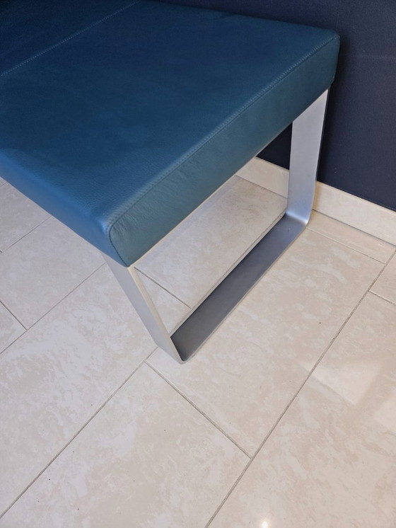 Image 1 of Rolf Benz 620 eetkamerbank leer petrol kleur