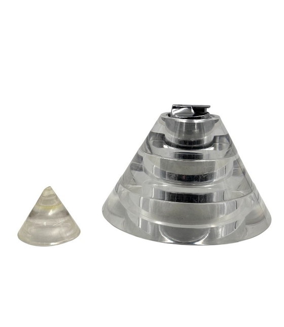 Image 1 of Space age lucite conical smoking set, Italy 1970