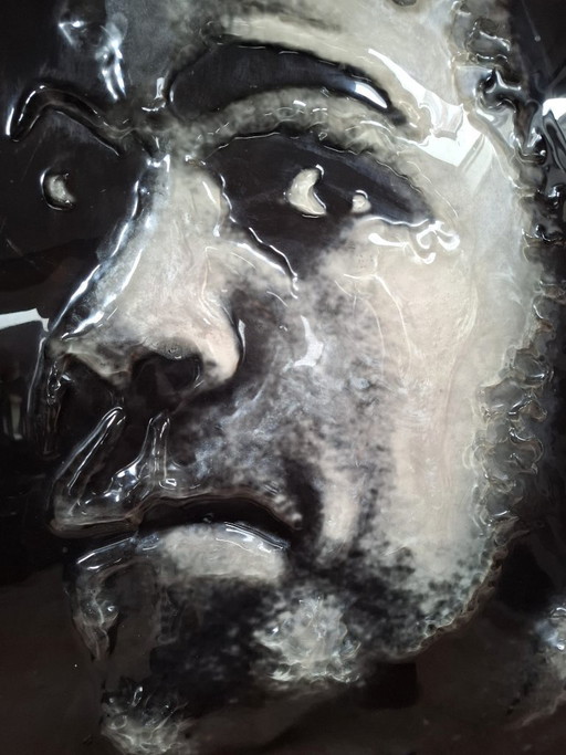 Muhammad Ali – Opera d'arte 3D in vetro liquido (80x90 cm) – Pezzo unico e di grande impatto