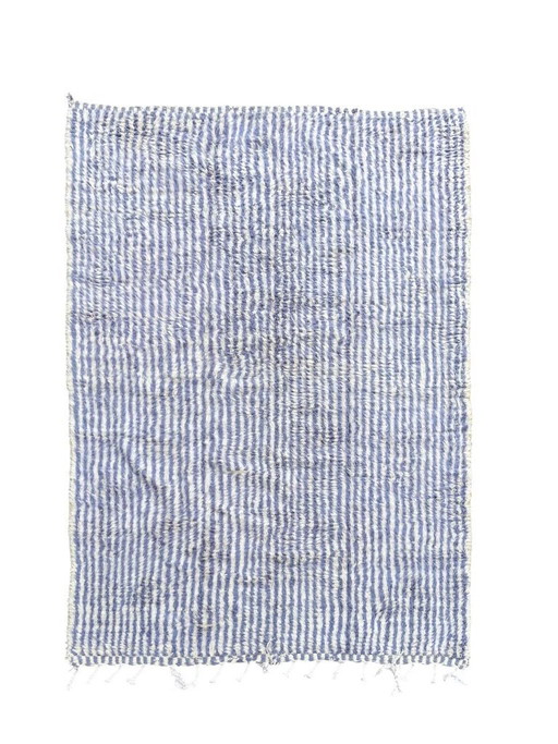 Moroccan Beni Ouarain Rug 200x310 cm Handmade Wool Rug Large Blue White Berber Carpet Free Shipping Hand Knotted Atlas Mountains