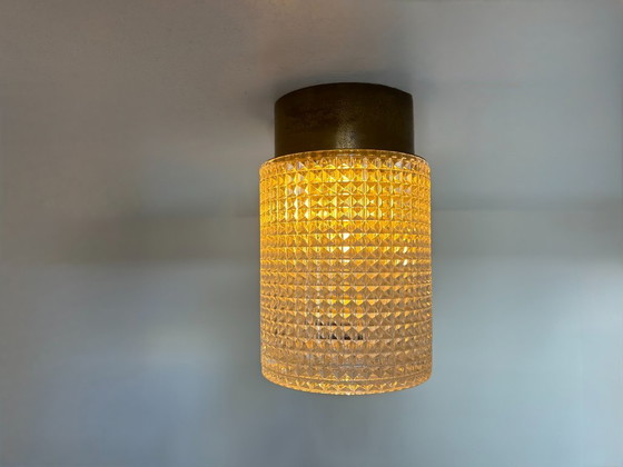 Image 1 of Plafonnier vintage , laiton et verre , Carl Fagerlund Suède 1960