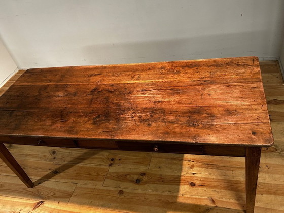 Image 1 of Antique oak country farmhouse table, 19th century