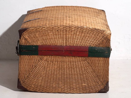 Antieke gevlochten bamboe koffer – China, circa 1920 – Reistassen, Paper, Metal, Vintage (photo 22 of 33)