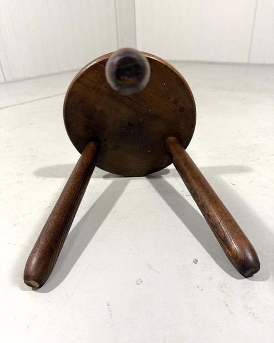 Image 1 of French Solid Oak Stool 1960's