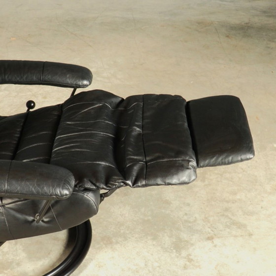 Vintage Swivel Armchair with Footrest – Recliner – 1980s – Metal, Leather (photo 17 of 17)