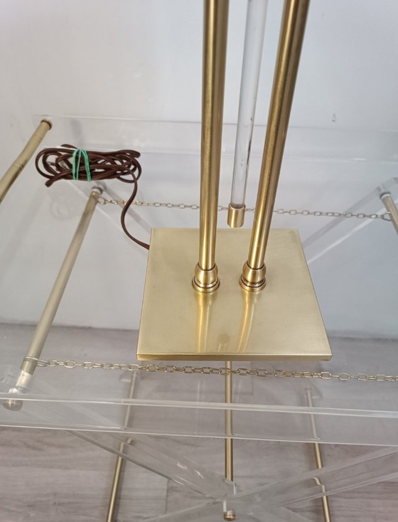 Image 1 of Perforated brass metal table lamp, 1954