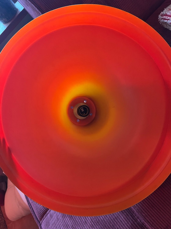 Orange and brass 70’s lamp / 45 cm diameter – Pendant lamps, Plastic (photo 4 of 5)