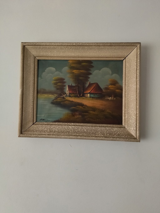 Tableau Vintage – Paysage de Campagne – Style Cottagecore