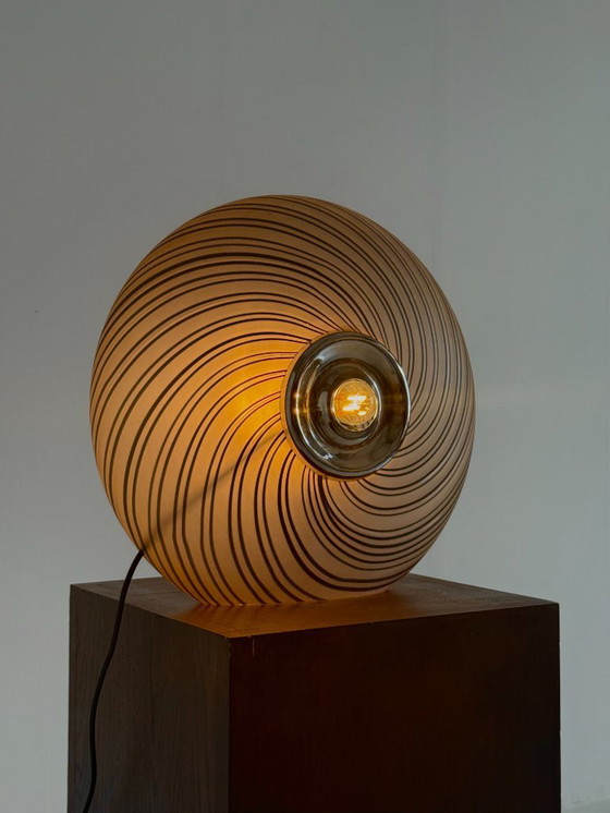 Image 1 of Italian vintage glass table lamp in shades of gray with swirl pattern