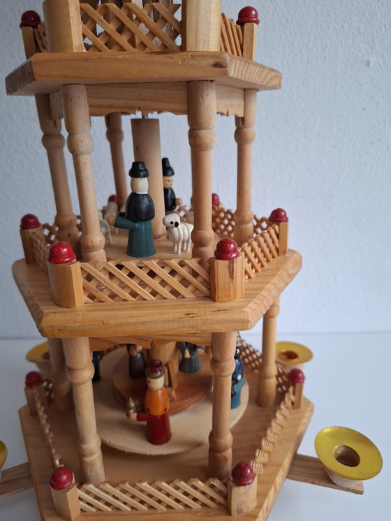 Image 1 of Vintage Christmas pyramid 3 tiers Ore Mountains