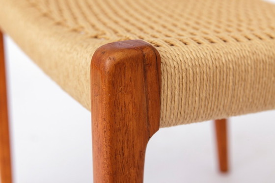 Image 1 of Niels Otto Møller Model 71 Chair (With Repair) in Teak with New Danish Cord, Danish Mid-Century Dining Chair, Denmark 1950s