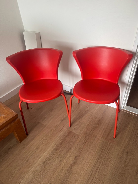 2x IKEA Designer Nicholai Wiig Hansen Stühle, Esszimmerstühle, Metall, Kunststoff, Rot (Foto 2 von 10)