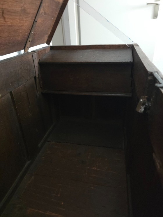 Wunderschöne antike Brauttruhe aus Eiche aus dem Jahr 1765 – Aufbewahrungsschrank, Wood (photo 7 of 17)
