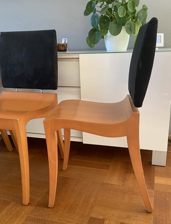 4 Ligne Roset eetkamerstoelen – Hout, Textiel (photo 3 of 5)