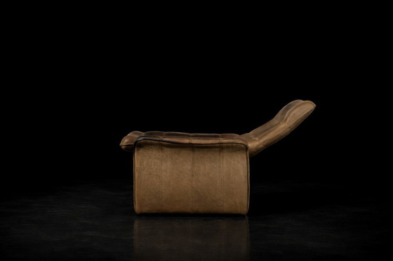 Image 1 of Originele vintage brutalistische DS-50 loungestoel van De Sede, bekleed met buffelleer, jaren 70.