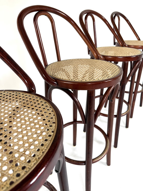 Image 1 of 5x vintage webbing bar stool, Thonet ‘60s style