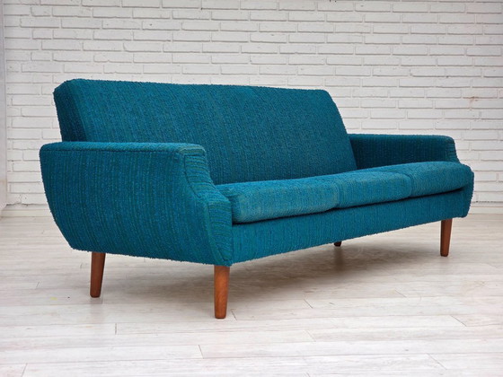 Image 1 of 1970s, Danish 3-seater sofa, furniture wool, teak wood.