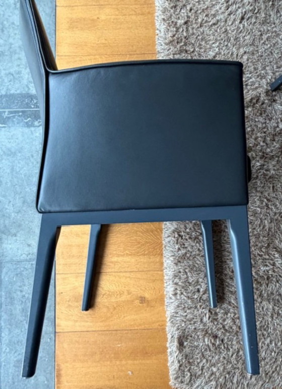 Image 1 of Elegante set van 6 leren eetkamer-/vergaderstoelen Wittmann